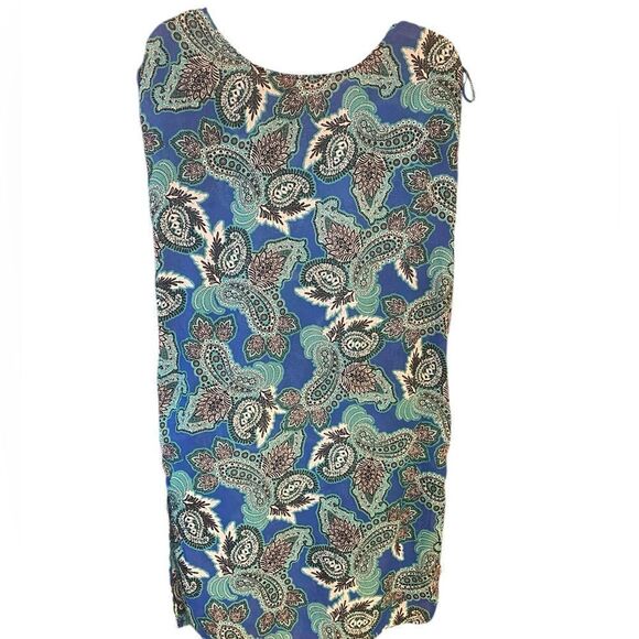 Rosa Faia Sz S Blue Green Paisley Semi-Sheer Shirred Shoulders Swim Cover-Up - Picture 2 of 11